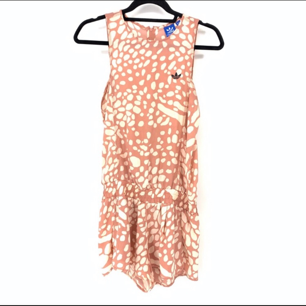 Adidas abstract animal print peach romper